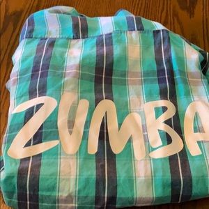Zumba plaid button down shirt